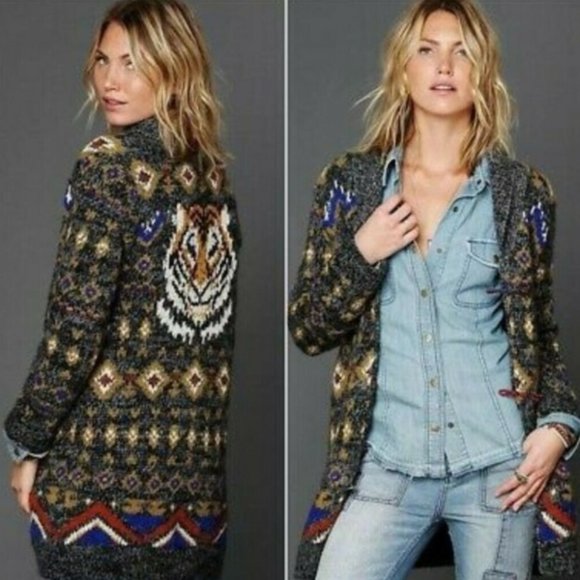 Free People  |  MASCOT Cardigan Tiger Sweater  |  Sz Small - Picture 10 of 10
